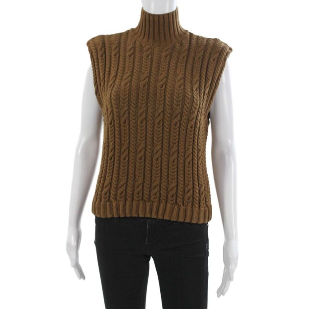 Zara Unisex Turtleneck Sleeveless Pullover Vest Brown Size S